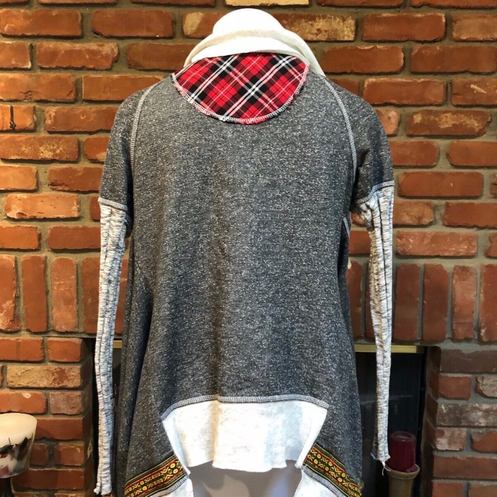 Patchwork Open Jersey Sweatshirt Blazer Jacket - image 3